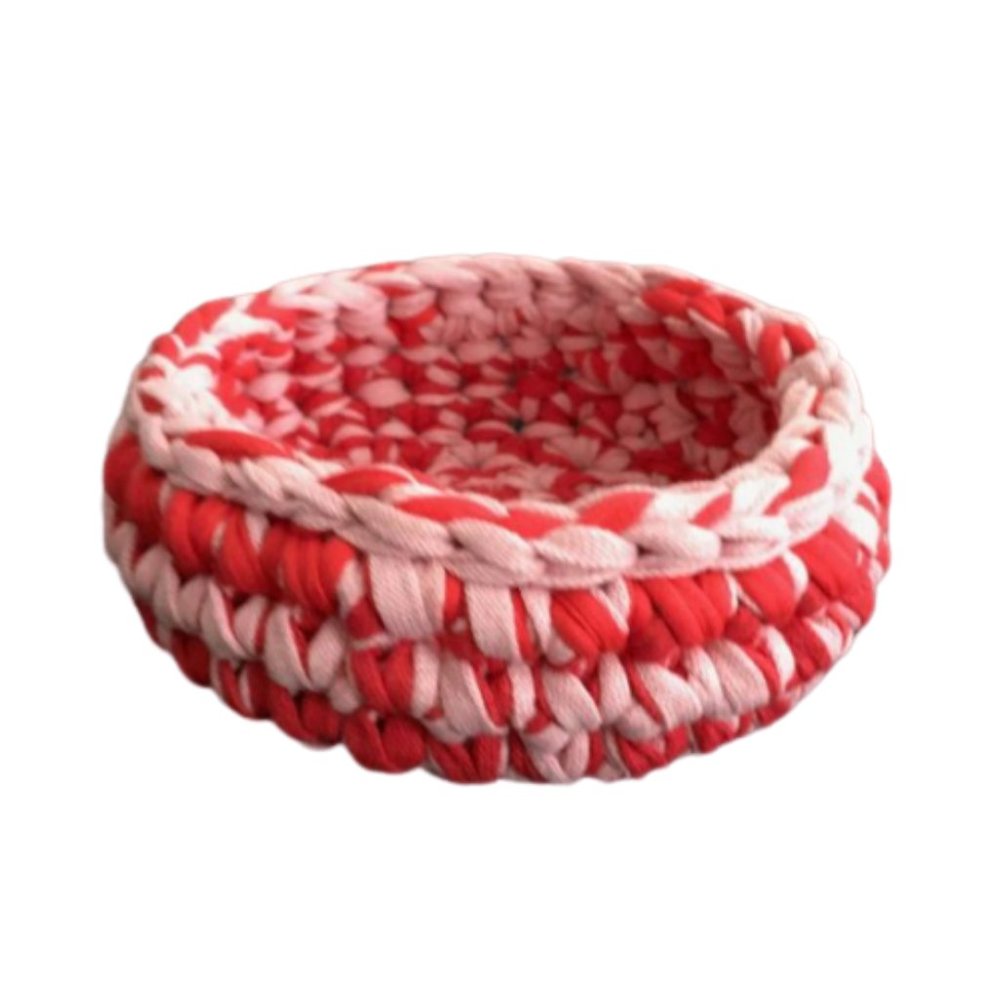Crochet Knitted Round Basket Small.